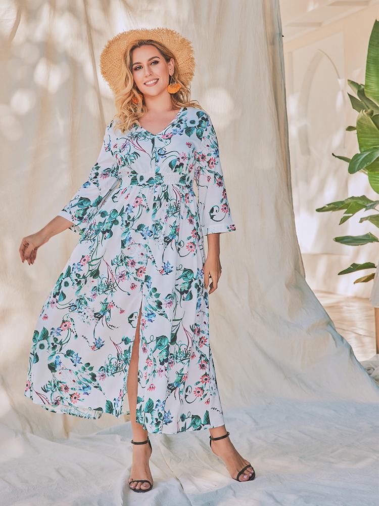 Floral Printed Split Dress