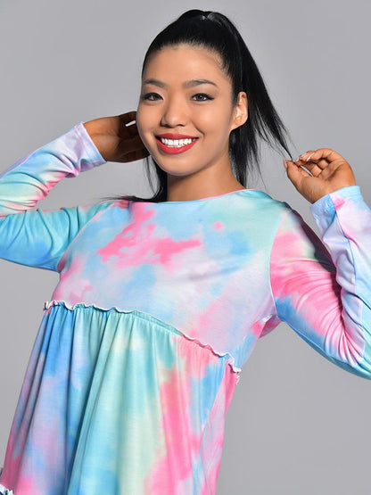 Tie Dye Round-neck Dress