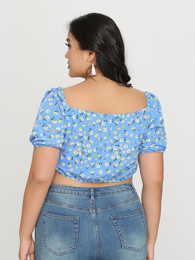 Ruched Knot Swiss Dot Top