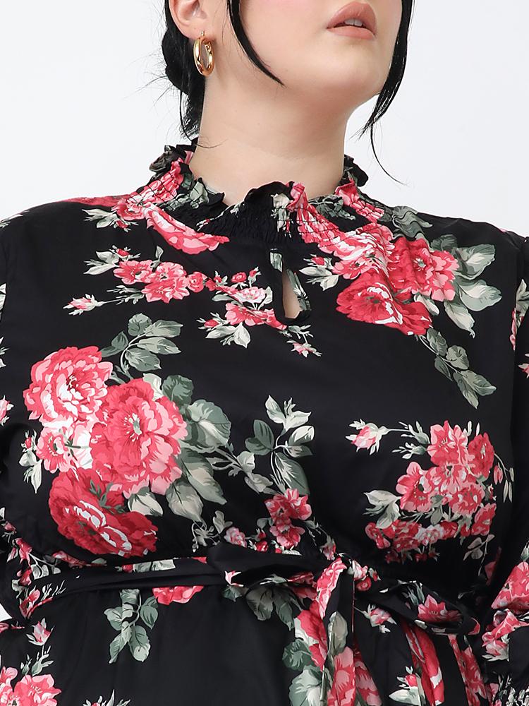 Floral Pleated Lace Dress