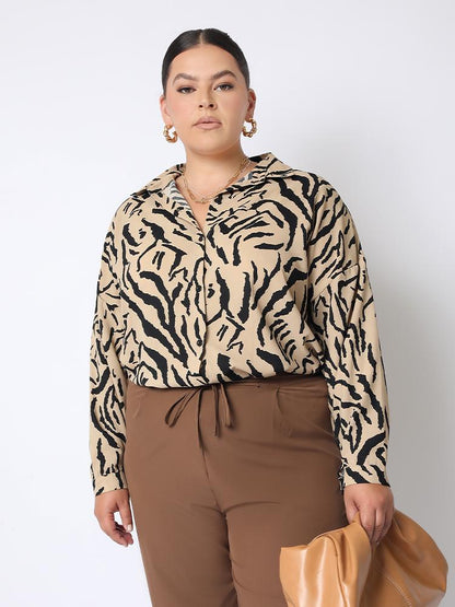 Zebra Print Long Sleeve Blouse