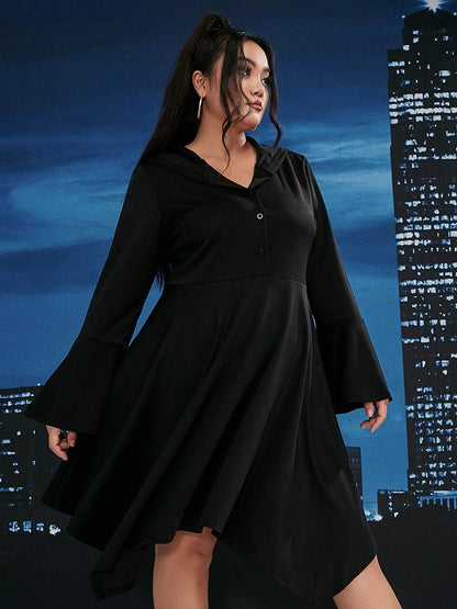 Dolman Sleeve Irregular Hem Dress