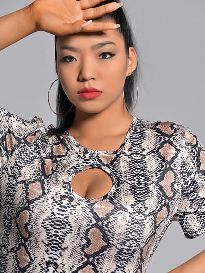 Cut Out Snake Printed Dress