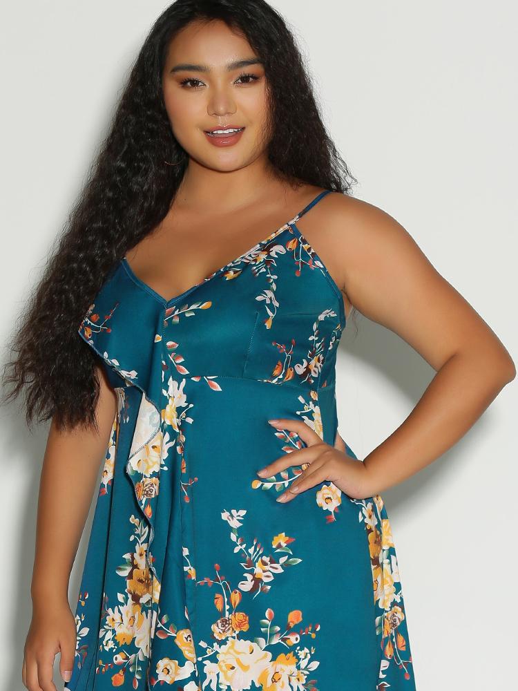 Split Ruffle Hem Floral Dress