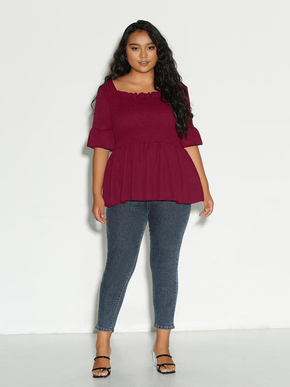 Square Neck Ruffle Hem Dress