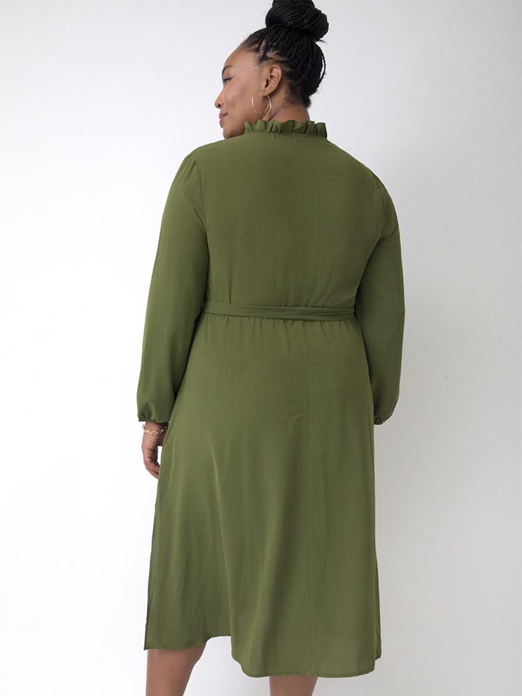 Solid Color Split Dress