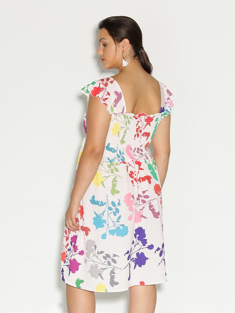 Floral Colorful Ruffle Dress