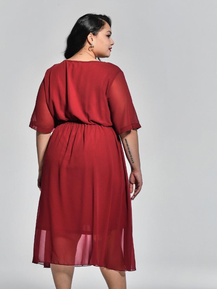 Solid Color Belt Dress