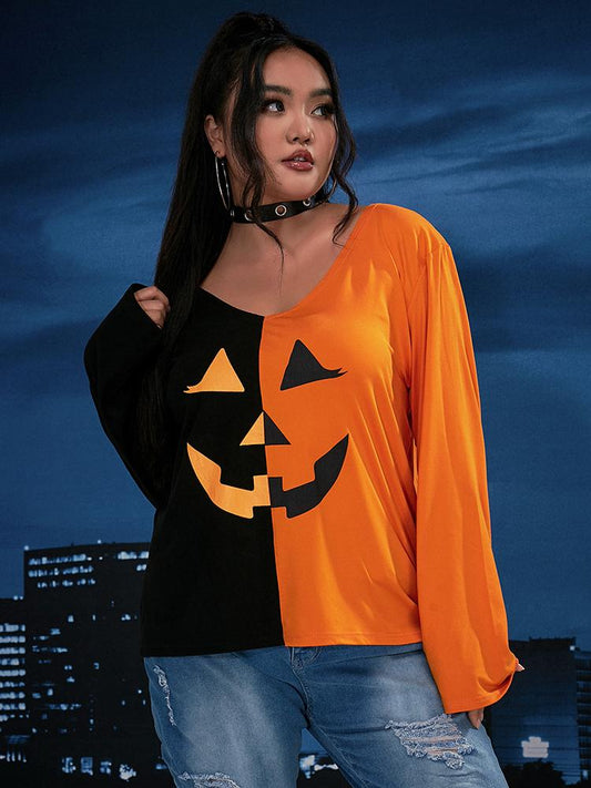 Pumpkin Smiley Color Matching T-shirt
