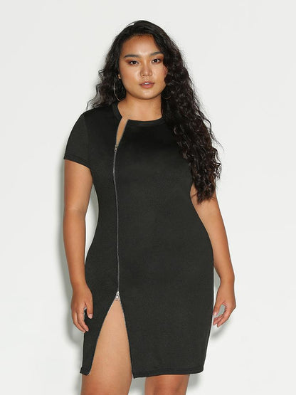 Zipper Split Hem Dress