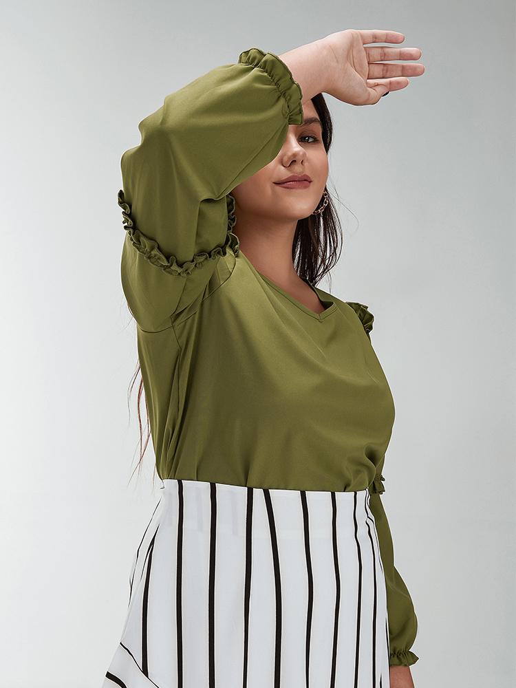 Ruffle Sleeve V-neck Blouse