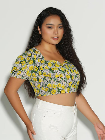 Ditsy Floral Back Bowknot Top