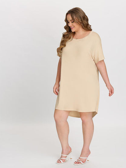 Solid Round Neck Dress