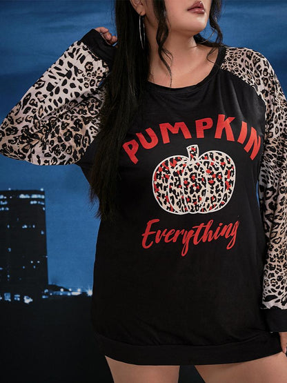 Pumpkin Everything Leopard Sleeve T-Shirt
