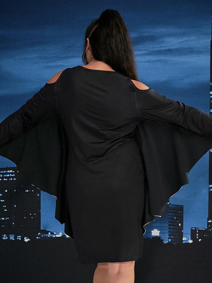 Halloween Spider Slit Cold Shoulder Dress