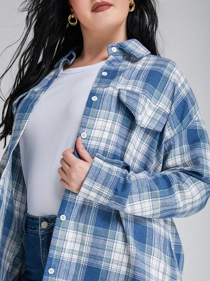 Plaid Lapel Collar Blouse
