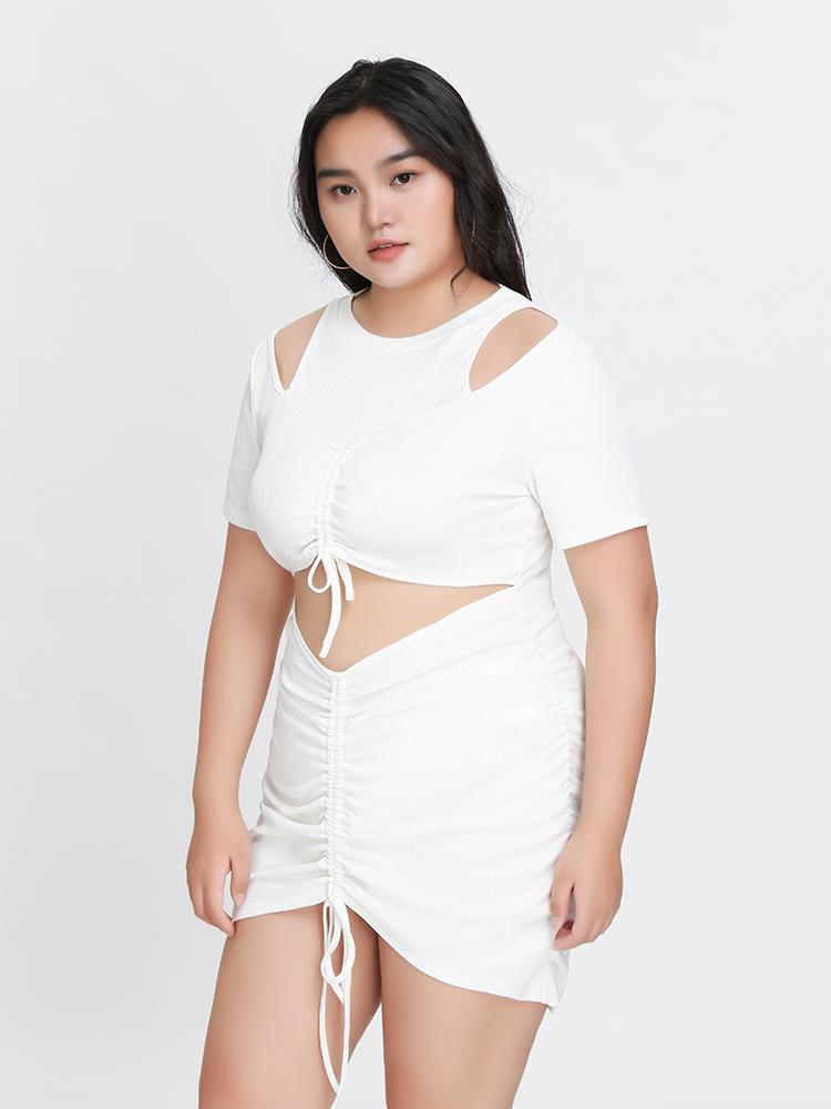 Cut Out Pleated Knot Dress