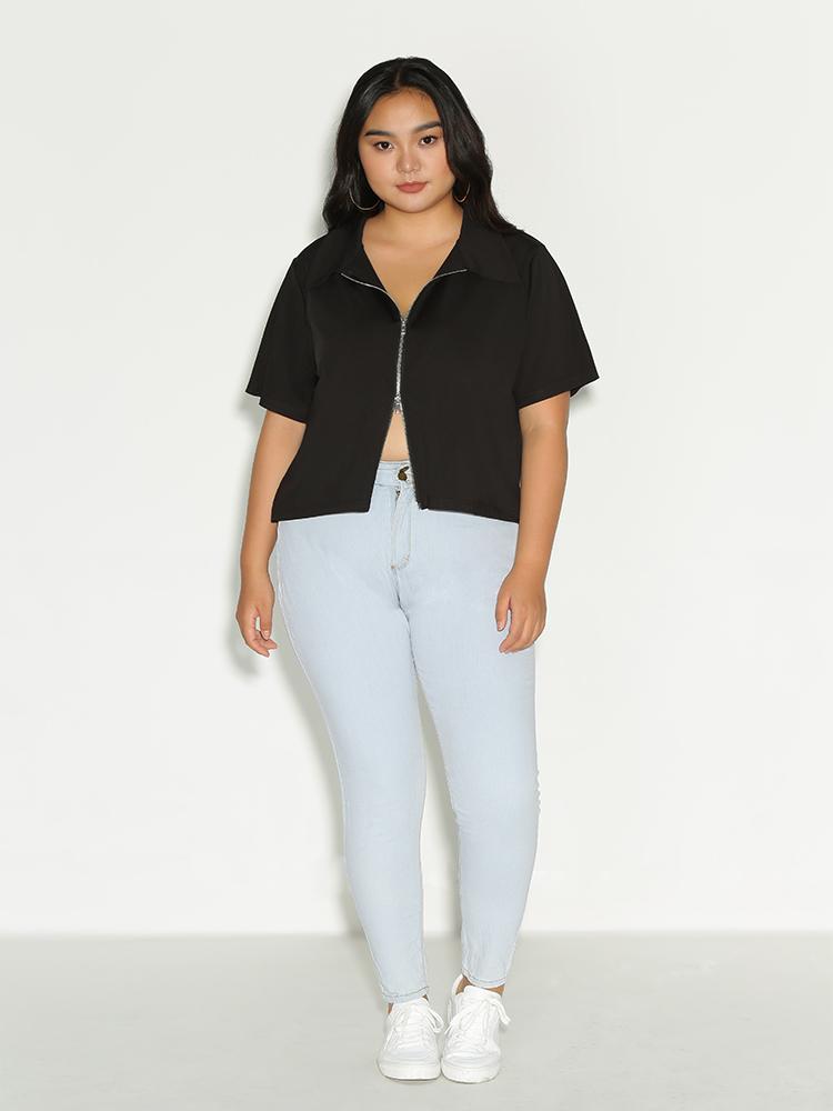 Zipper Collar Neck Top