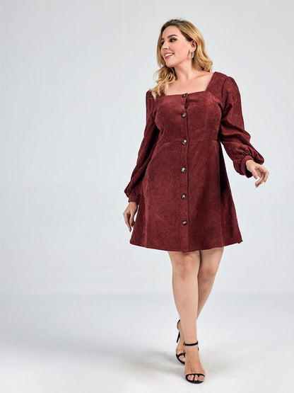 Button Long Sleeve Dress