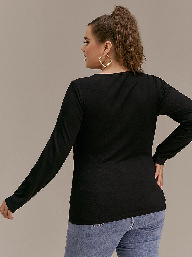 Lace Nekcline Long Sleeve T-Shirt