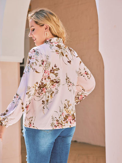 Floral Printed V-neck Blouse