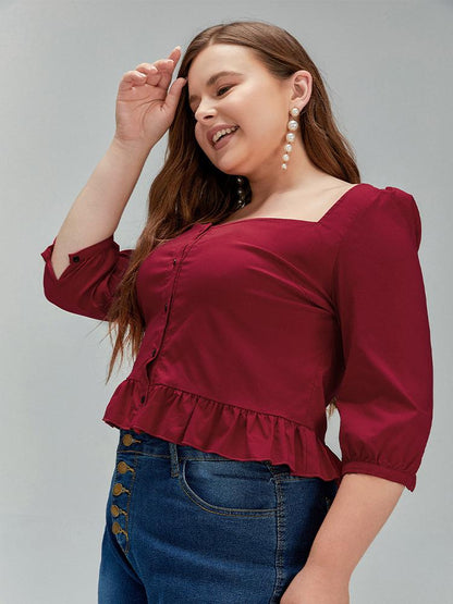 Ruffled Puff Sleeve Crop Top