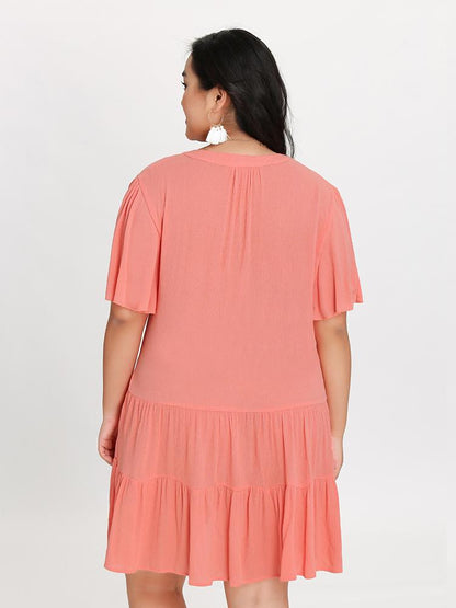 Knot Neckline Pleated Dress