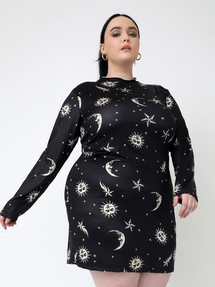Star Sun Print Bodycon Dress