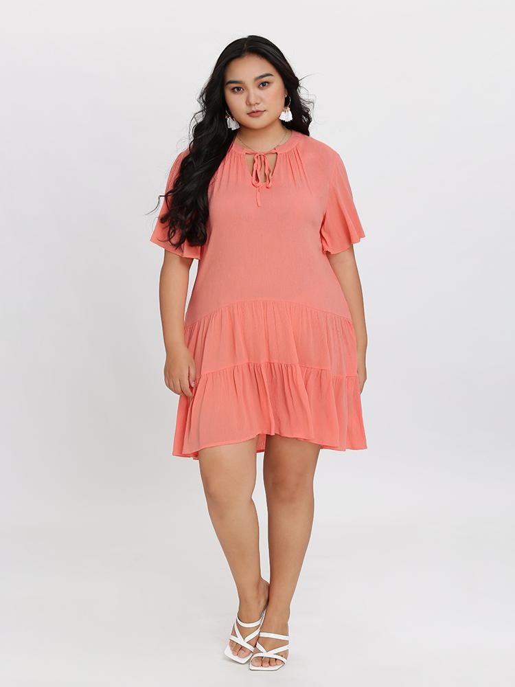 Knot Neckline Pleated Dress