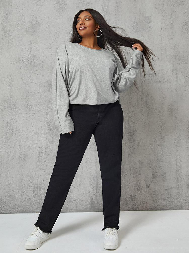 Drawstring Round Neck Tops