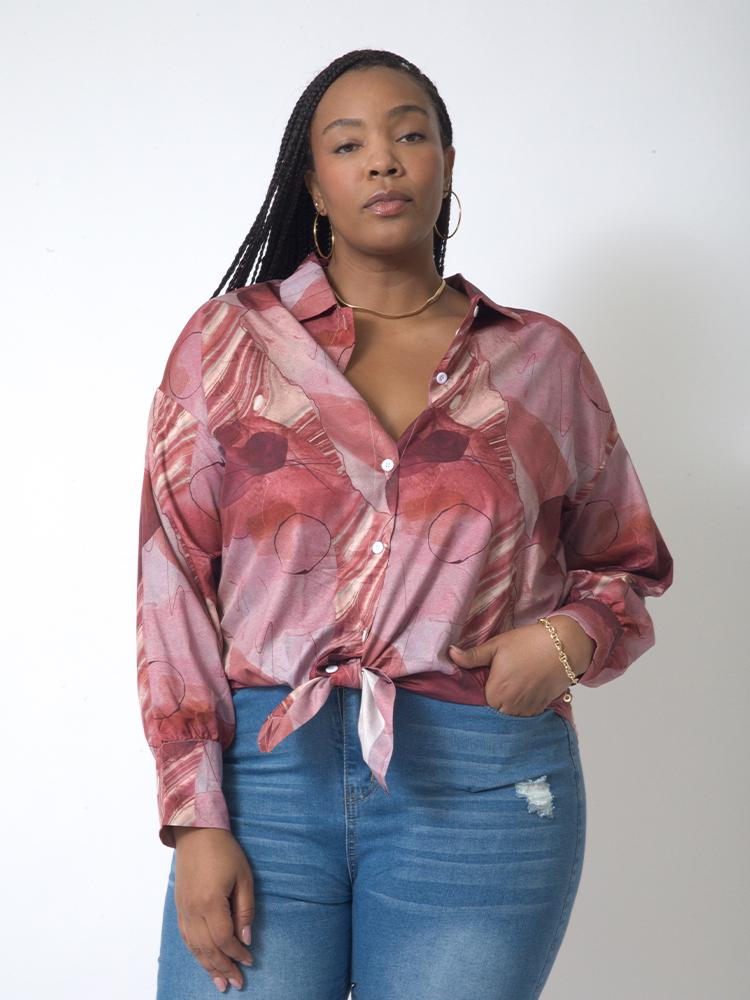 Printed Asymmetrical Dropped Shoulder Blouse