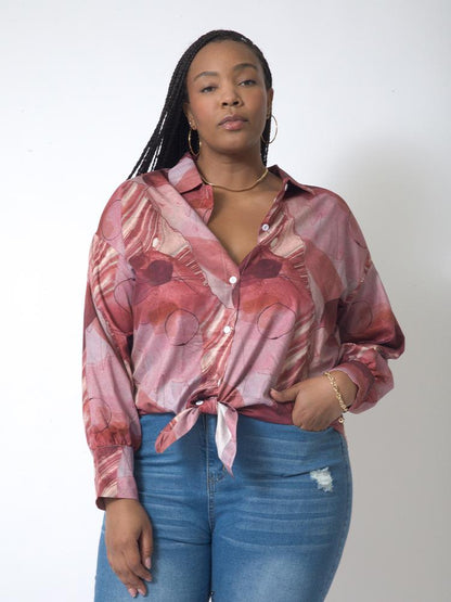 Printed Asymmetrical Dropped Shoulder Blouse