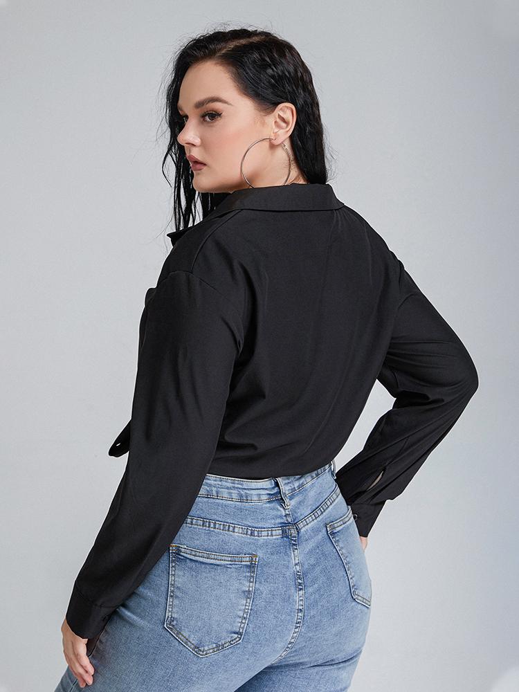 Knotted Long Sleeve Crop Blouse