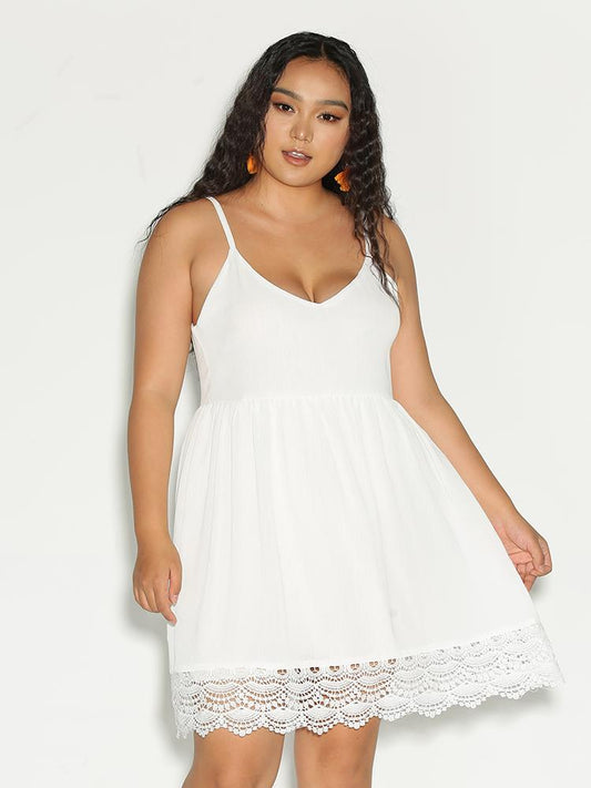 Backless Lace Trim Dress