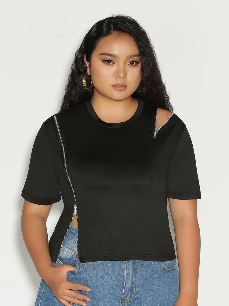 Zipper Short Sleeve T-Shirt