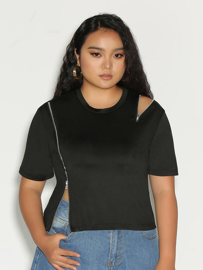 Zipper Short Sleeve T-Shirt