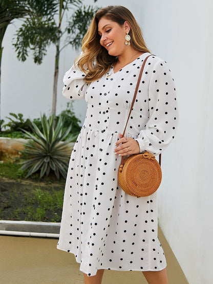 Polka Dot V-neck Dresses