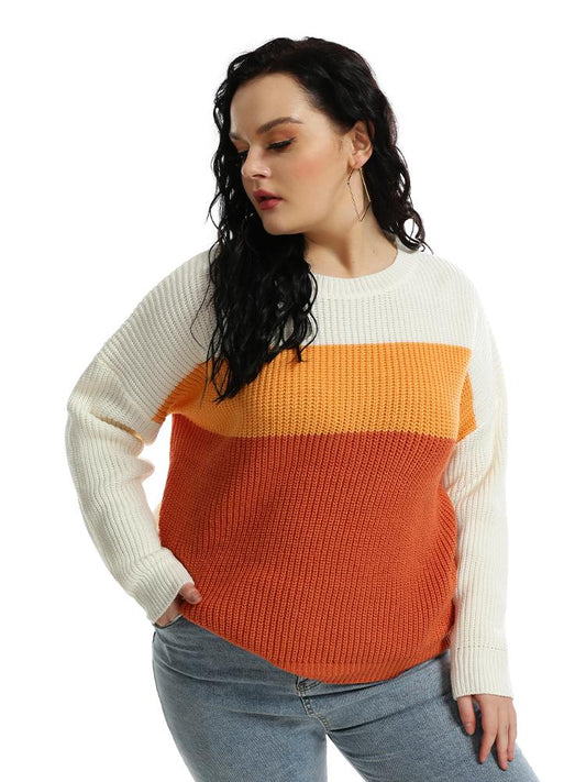 Color Block Crew Neck Sweater
