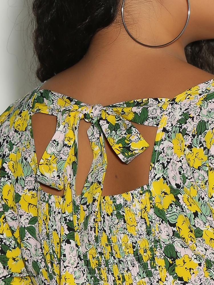 Ditsy Floral Back Bowknot Top