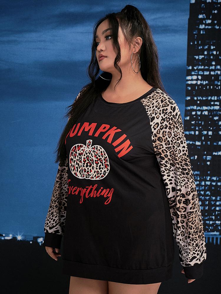 Pumpkin Everything Leopard Sleeve T-Shirt