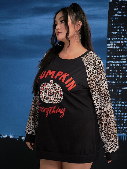 Pumpkin Everything Leopard Sleeve T-Shirt