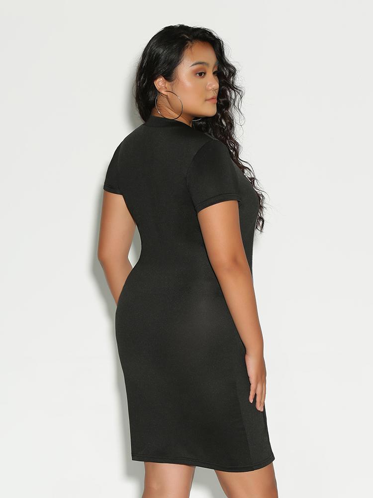 Zipper Split Hem Dress