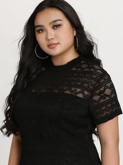 Lace Ruffle Mini Dress