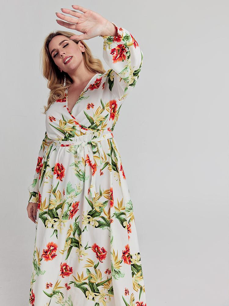 V-neck Floral Dress