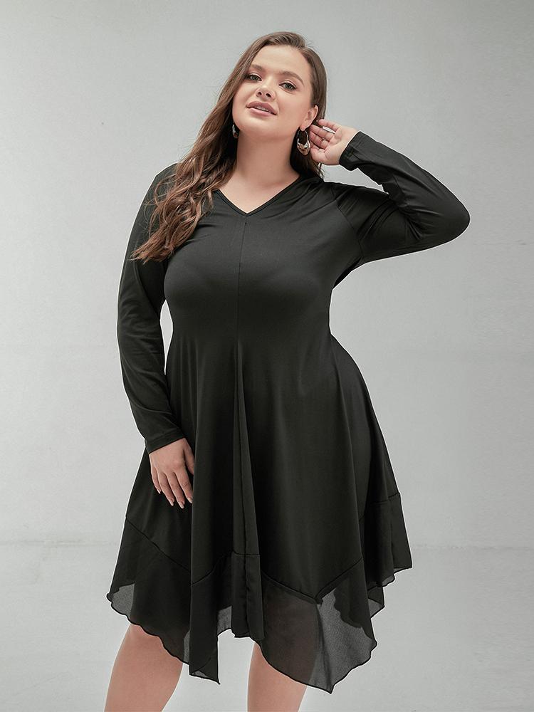 Irregular Hem Long Sleeve Dress