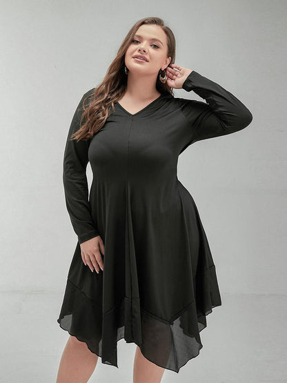 Irregular Hem Long Sleeve Dress