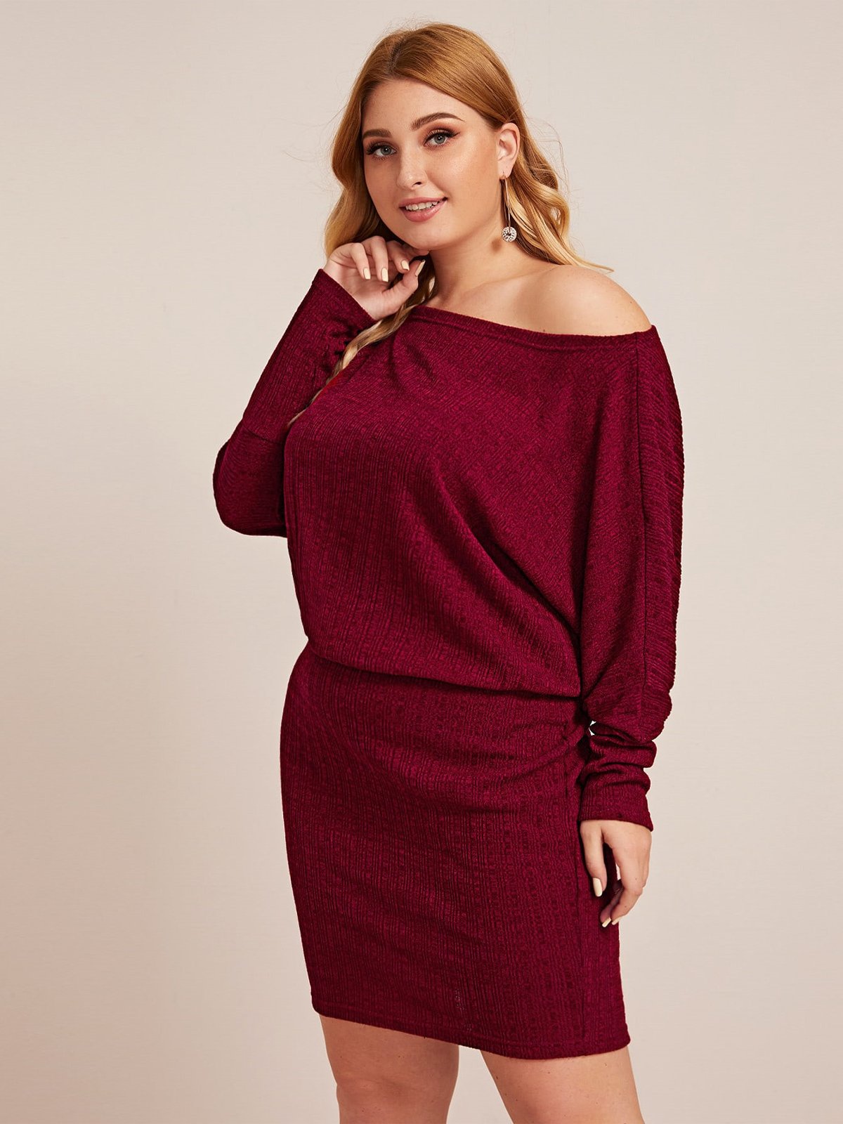 Off-shoulder Plain High Waist Dresses
