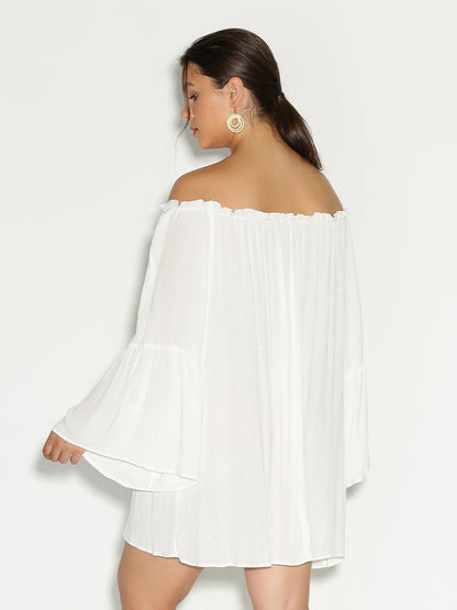 Dolman Sleeve Frill Trim Dress