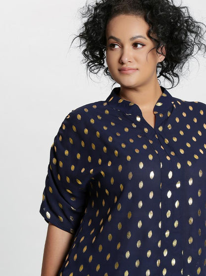 Gilding Ruched Sleeve Blouse