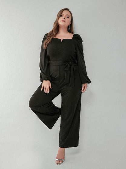 Solid Puff Sleeve Jumpsuit